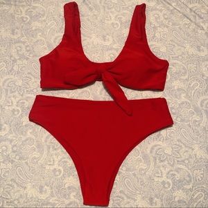NWT Red Front Knot Bikini Set